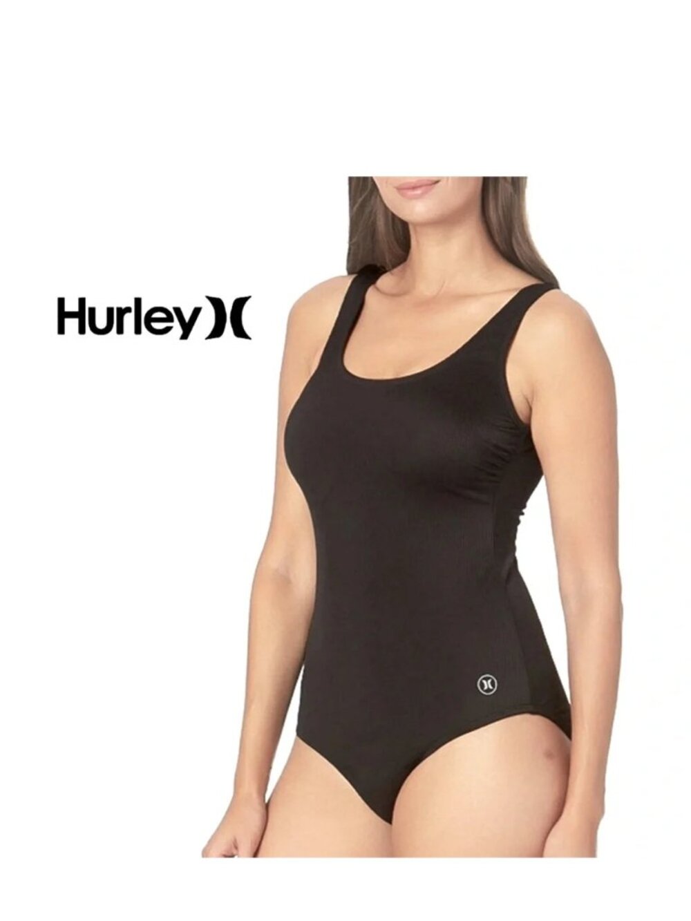Hurley | Black Ribbed One-Piece Swimsuit Swimwear Bathing Suit | Size Small